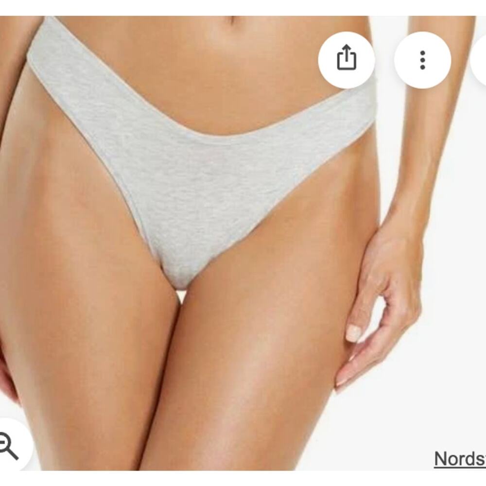 SKIMS Cotton Jersey Dipped Thong Light Heather Grey L NIP